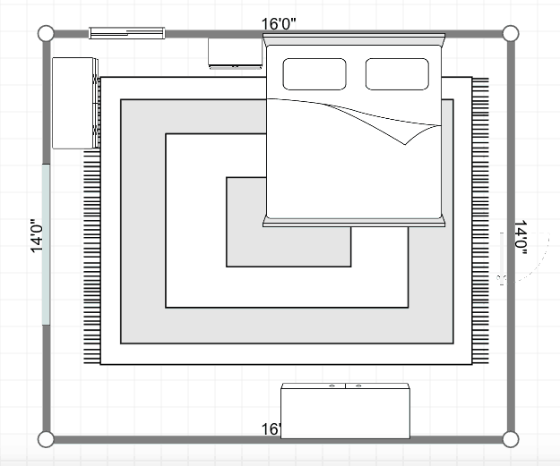 My bedroom with a 10x14 rug