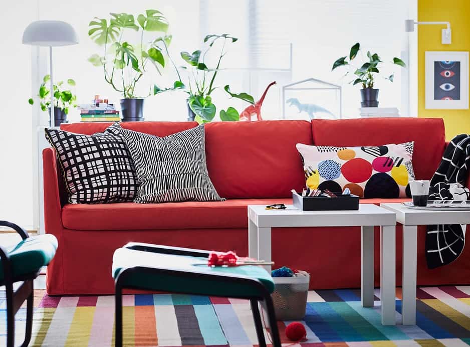 Ikea's bright red sofa