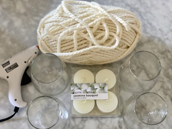 supplies for wine glass candle