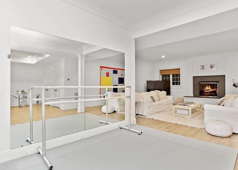 basement with mirrors