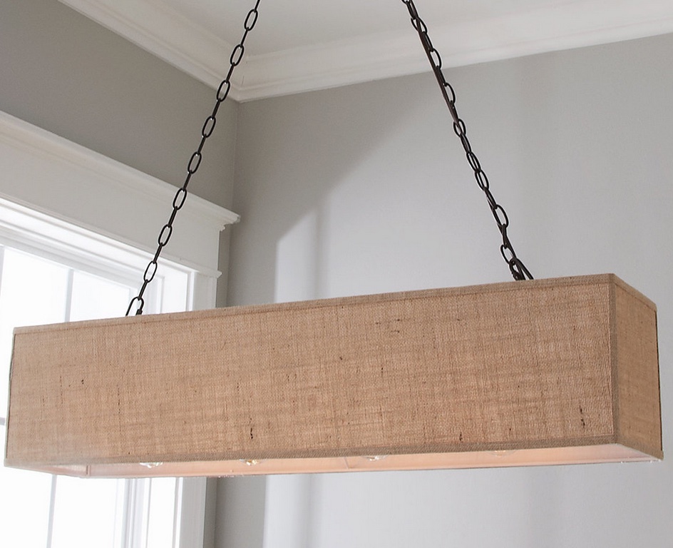 rectangular burlap chandelier