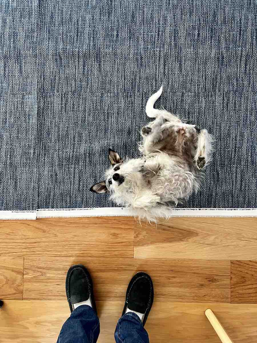 layout fabric on the floor