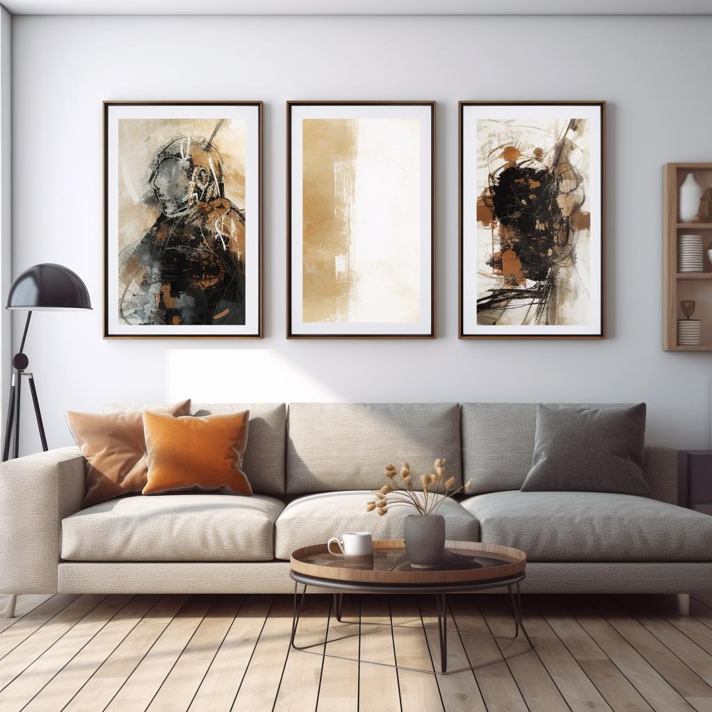 modern art above couch