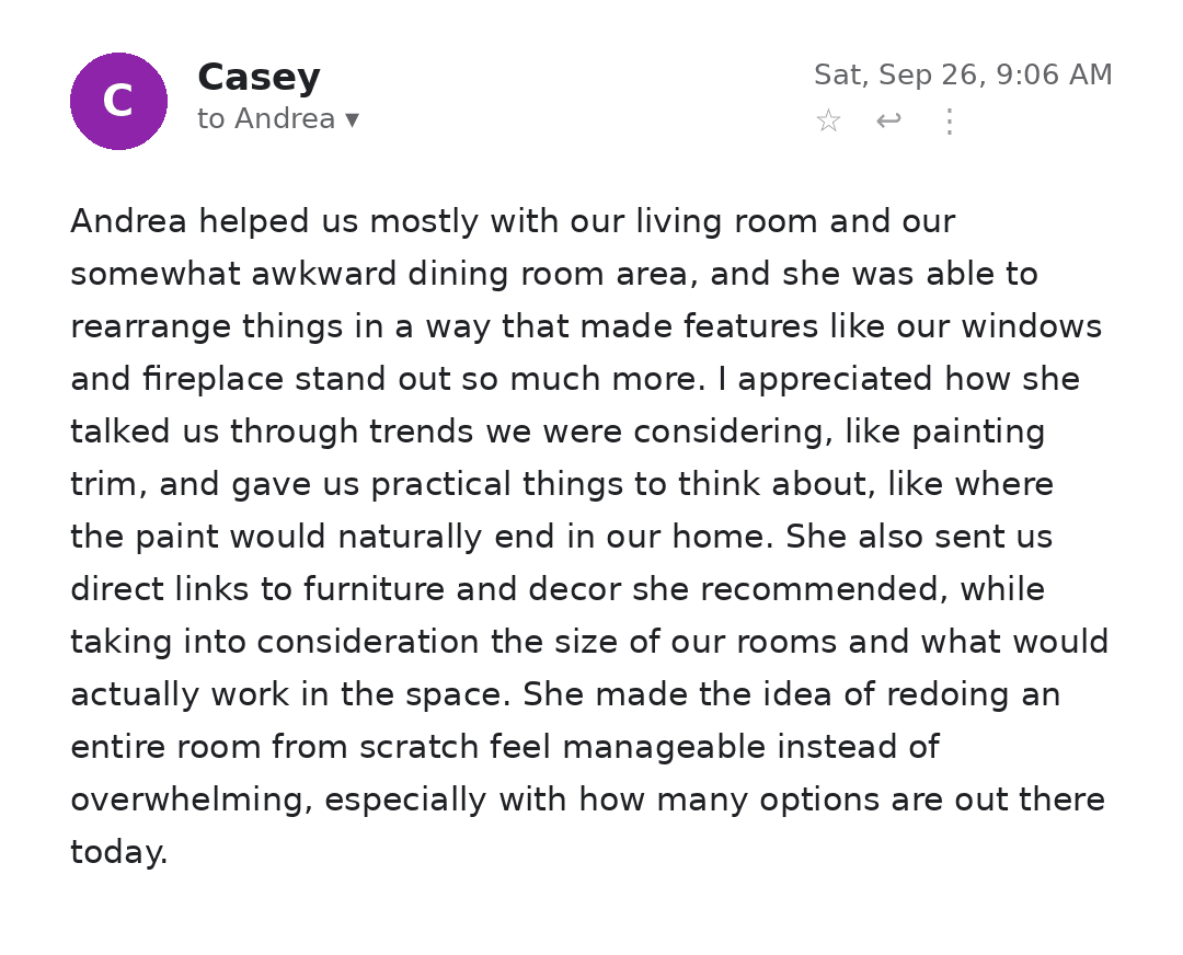 Testimonial from Casey C.