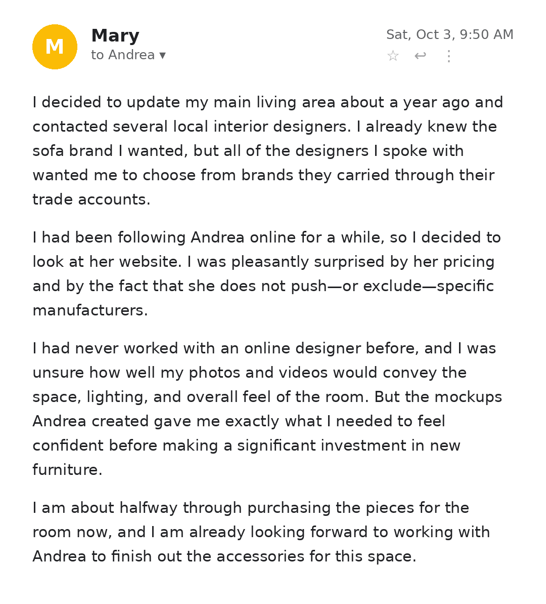 Testimonial from Mary