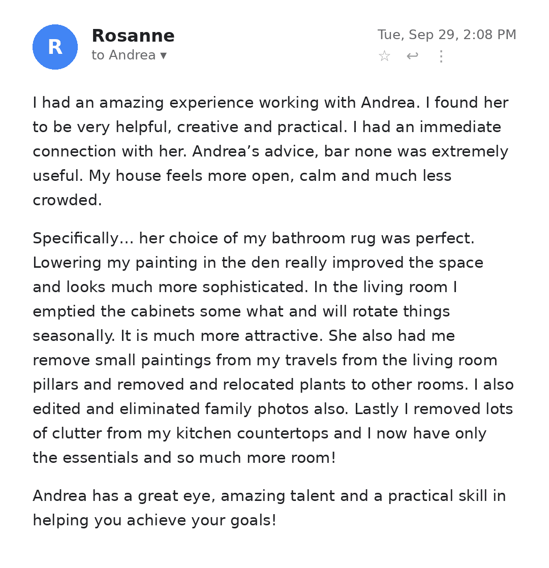 Testimonial from Rosanne